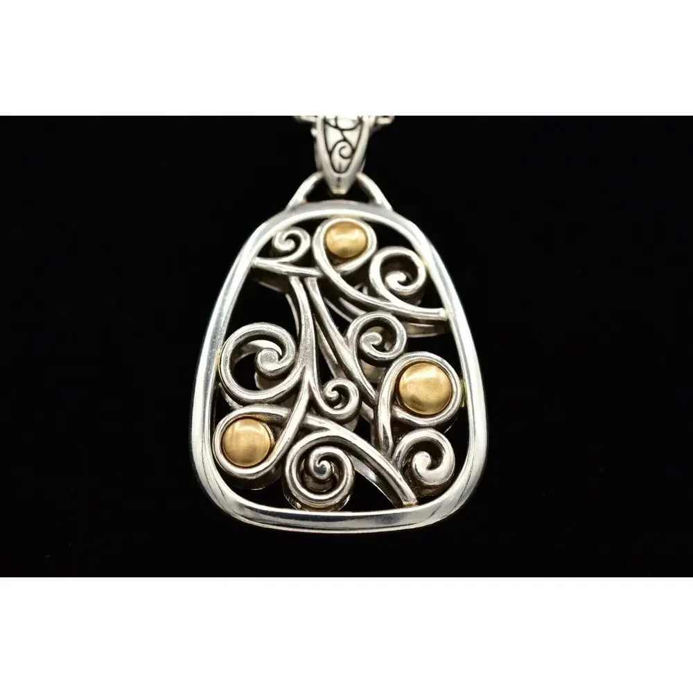 Brighton Adara Reversible Pendant Necklace Gold Silver Plated Chain Signed BinBJ